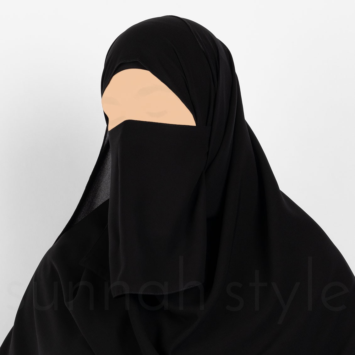 Sunnah Style Short Elastic Half Niqab Black